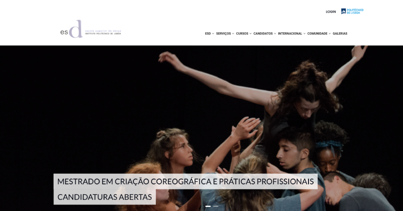 site institucional da Escola Superior de Dança