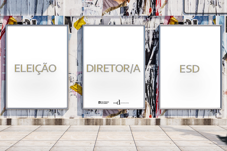 3 placas branca em parede grafitada com info eleição diretor esd