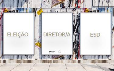 3 placas branca em parede grafitada com info eleição diretor esd