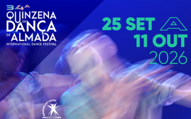 imagem desfocada de bailarina a dançar com logo da 34QDA e datas 